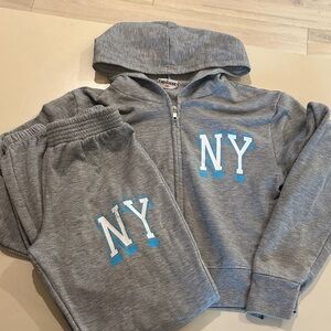 Kids Gray Hoodie and Jogger Set with NY Logo Lightweight
